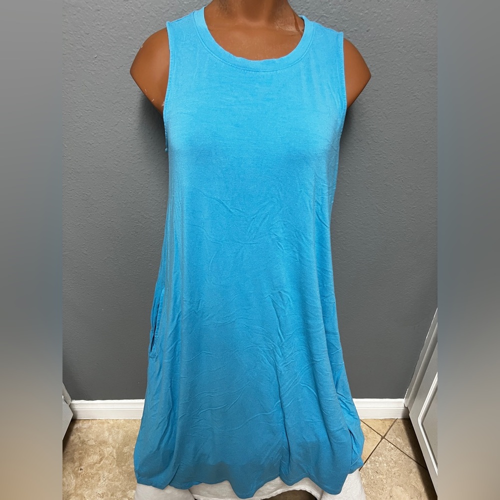 Time and Tru Sleeveless Blue Dress SZ M/Striped Dress SZ L Bundle